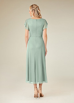 Azazie Vera Mother of the Bride Dresses Agave A-Line V-Neck Pleated Mesh Dress image4