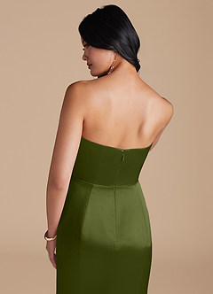 Azazie Aura Brautjungfernkleider Wandelbar Meerjungfrau-Linie Convertible Metallischer Satin Kleid Olivgrün image4