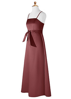 Azazie Anina Junior Desert Rose A-Line Bow Matte Satin Dress image9