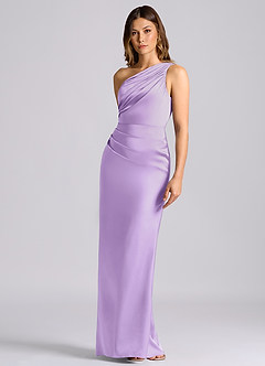 Azazie Akilah 신부 들러리 드레스 인어 한쪽 어깨 스트레치 새틴 바닥 길이 드레스 image6