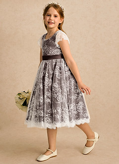 Azazie Maisie Flower Girl Klänningar Klänning A-linje i Spets image6