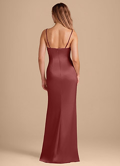 Azazie Camila Bridesmaid Dresses Terracotta Sheath Sweetheart Neckline Metallic Satin Dress image5
