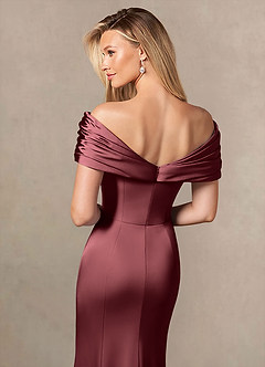 Azazie Auberdeen Kleider für die Brautmutter Meerjungfrau-Linie Plissee Stretch-Satin Kleid Merlot image6