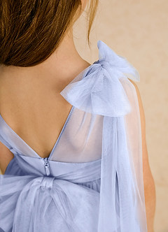 Azazie Dori Robe Demoiselle D'honneur Fillette Robe Trapèze en Tulle Rayé Eis image8