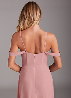Azazie Aaron Bridesmaid Dresses Dusty Rose A-Line Off the Shoulder Chiffon Convertible Dress image9