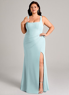 Azazie Mero Bridesmaid Dresses Mist Sheath Pleated Chiffon Dress image11
