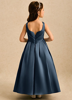 Azazie Audrey Flower Girl Dresses Neptune A-Line Pleated Matte Satin Dress image2