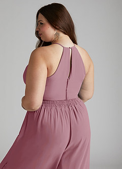 Azazie Kenzi Bridesmaid Dresses Vintage Mauve Pleated Chiffon Jumpsuit image10