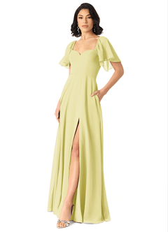 Azazie Chloe Bridesmaid Dresses Lemon Sorbet A-Line Sweetheart Neckline Chiffon Dress image5