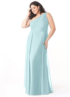Azazie Dallas Bridesmaid Dresses Sea Glass A-Line One Shoulder Chiffon Dress image8