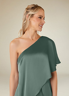 Azazie Hagretta Mother of the Bride Dresses Sea Moss Jumpsuit/Pantsuit Stretch Satin Dress image6