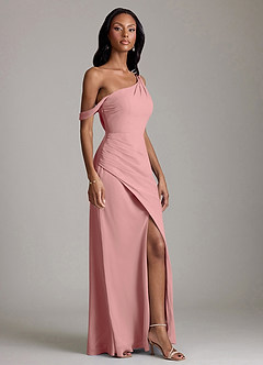 Azazie Madelyn Bridesmaid Dresses Dusty Rose Mermaid One Shoulder Chiffon Convertible Dress image5