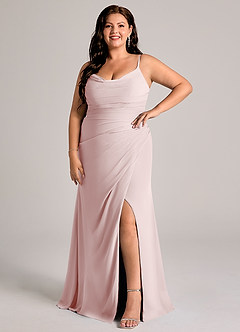 Azazie Deandra Brudtärnklänningar Klä av Sjöjungfru i Chiffong Plisserad Rodnande Rosa image9