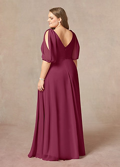 Azazie Bronwyn Mother of the Bride Dresses Mulberry A-Line V-Neck Ruched Chiffon Dress image9