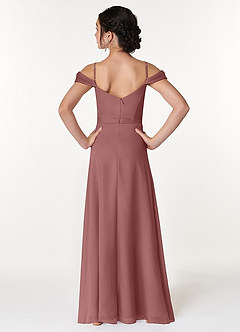 Azazie Alivia Junior Desert Rose A-Line Off the Shoulder Chiffon Dress image2