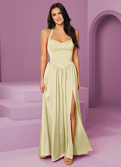 Barbie ♥ Azazie Vestidos de damas de honor Vestido de Sorbete De Limón de Satén Elástico de Corte en A con Con bolsillos image8