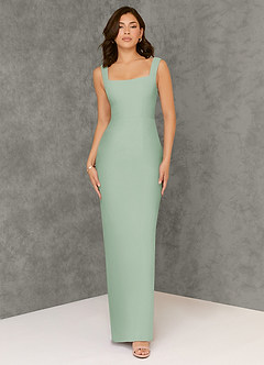 Azazie Flori Bridesmaid Dresses Agave Sheath Square Neckline Chiffon Dress image1