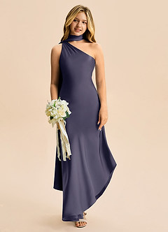 Azazie Briony Junior Etui Plissee Stretch-Satin Kleid Sturm image1