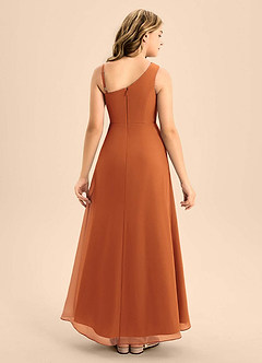 Azazie Brooke Junior Cinnamon A-Line Side Slit Chiffon Dress image2