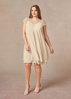 Azazie Tess Mother of the Bride Dresses Champagne Empire Sequins Chiffon Dress image3