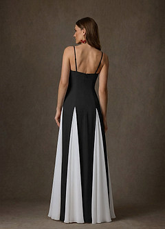 Azazie Anika At-home Try On Dresses Black Diamond White A-Line Sweetheart Neckline Stretch Crepe Dress image2