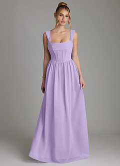 Azazie Caterina Bridesmaid Dresses Lilac A-Line Corset Chiffon Dress image4