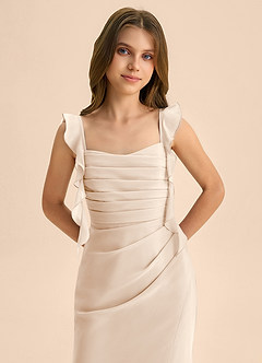 Azazie Jessamine Junior White Alabaster Mermaid Sweetheart Neckline Chiffon Dress image7