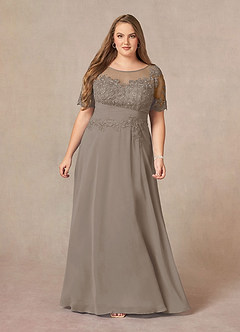 Azazie Raissa 신부의 어머니 드레스 A라인 쉬폰 바닥 길이 드레스 image12