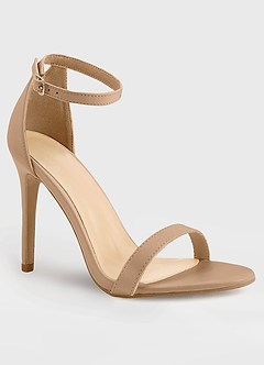 front Faux Leather Single Strap Stiletto Heels