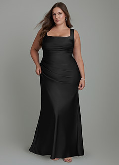 Azazie Agustina Bridesmaid Dresses Black Mermaid Corset Stretch Satin Dress image9