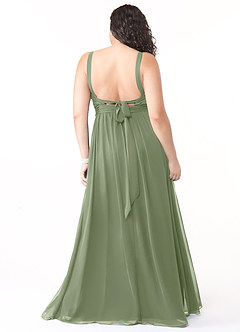 Azazie Aziza Abiti da Damigella Abito A-Line in Chiffon con Scollo a V a Pieghe Pistacchio image8