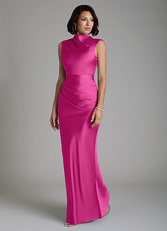 Azazie Lumia Robes de demoiselle d'honneur Robe Fourreau en Satin extensible Corset Fuchsia image5