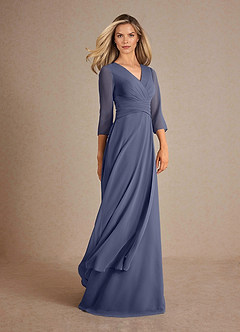Azazie Mayfield Vestidos para mãe da noiva Vestir Tormentoso de Chiffon de Linha A com Plissado image2