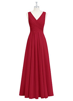 Azazie Flora Bridesmaid Dresses Scarlet A-Line Pleated Chiffon Dress image7