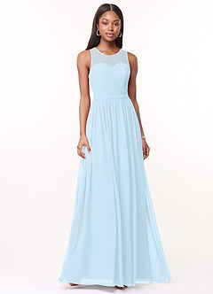 Azazie Nina Bridesmaid Dresses Sky Blue A-Line Pleated Chiffon Dress image1