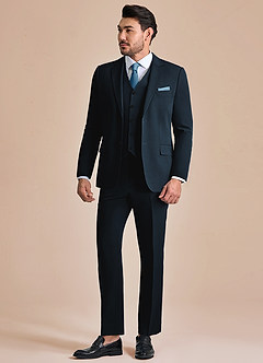 front James Navy Blue Structured Stretch 3-piece suit