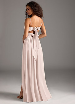 Azazie Zeya Bridesmaid Dresses Blushing Pink A-Line Pleated Stretch Satin Dress image1