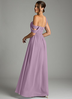 Azazie Kassandra Robes de demoiselle d'honneur Robe Trapèze en Mousseline de soie Épaule décolletée Glycine image6