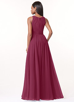 Azazie Harper Bridesmaid Dresses Mulberry A-Line Pleated Chiffon Dress image2