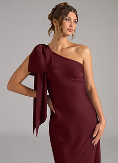 Azazie Capri Jurken voor bruidsmeisjes Jurk van Stretch Satijn met Zeemeermin One-Shoulder Cabernet image5