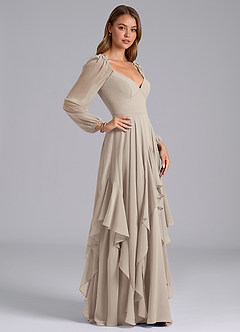 Azazie Karan Bridesmaid Dresses Frost A-Line Long Sleeve Chiffon Dress image5