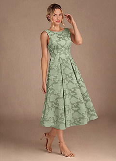 Azazie Fulton Mother of the Bride Dresses Agave A-Line Pleated Floral Burnout Dress image2