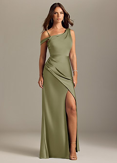 Azazie Madelyn Bridesmaid Dresses Pistachio Mermaid Off the Shoulder Stretch Satin Convertible Dress image9