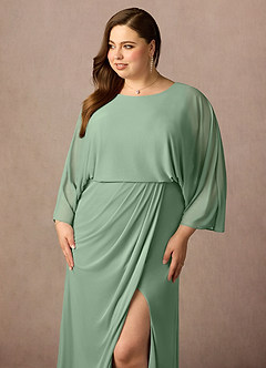 Azazie Ysabella Mother of the Bride Dresses Matcha Mermaid Pleated Mesh Dress image10