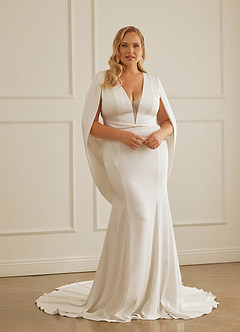 Christian Siriano Bridal for Azazie 2001 Wedding Dresses Diamond White Caramel Mermaid Crepe Back Satin Dress image11
