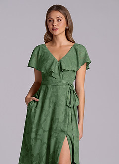 Azazie Lainey Brudtärnklänningar Klä av A-Linje i Blommig Utbrändhet med fickor Eukalyptus image7