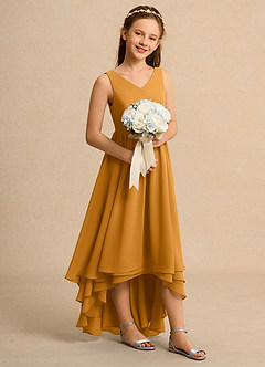 Azazie Kitten Junior Formal Flower Girl Klänningar Klä A-Line i Chiffong image3