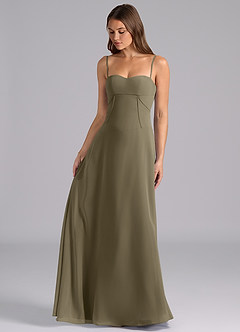 Azazie Valentine Bridesmaid Dresses Willow Green A-Line Corset Chiffon Dress image3