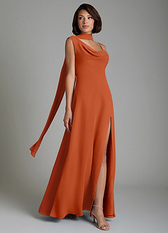 Azazie True Bridesmaid Dresses Burnt Orange A-Line Pleated Chiffon Dress image7