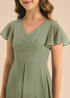 Azazie Induh Junior Pistachio A-Line Pleated Chiffon Dress image5